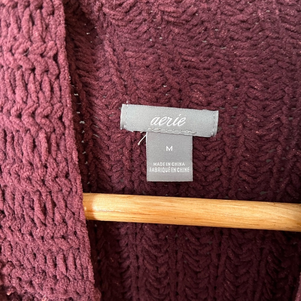 Aerie Sweater Women’s Plum Pullover Mock Neck Knit Oversized Sweater Size Medium - Picture 3 of 3